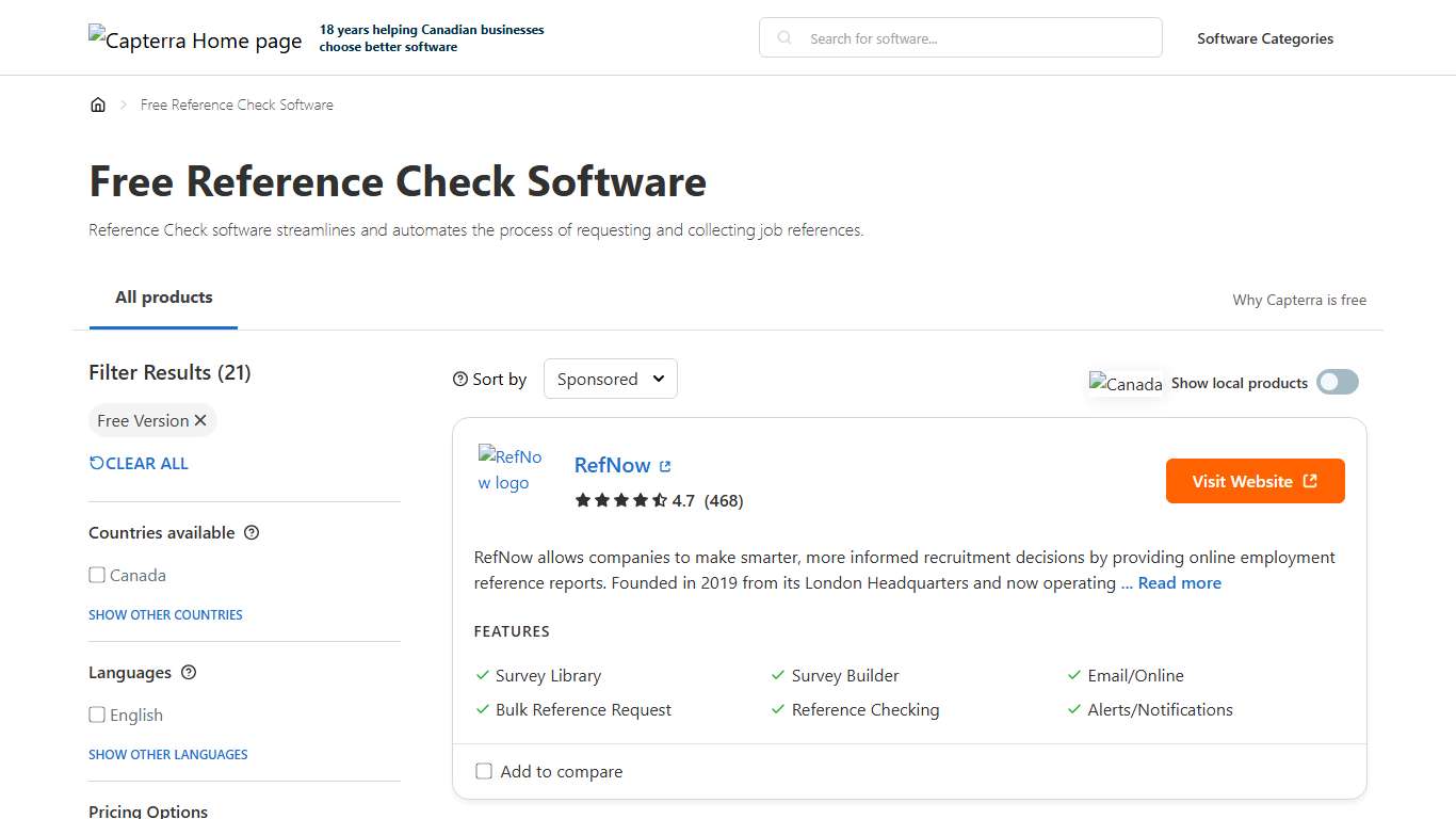Free Reference Check Software - Capterra Canada 2026